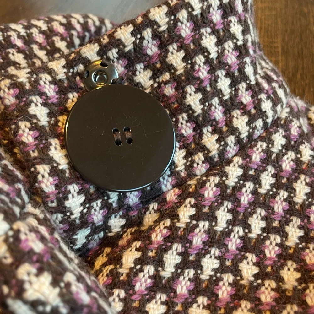 Urban Behavior Wool Peacoat Cream Brown Purple Classic Preppy size xs
